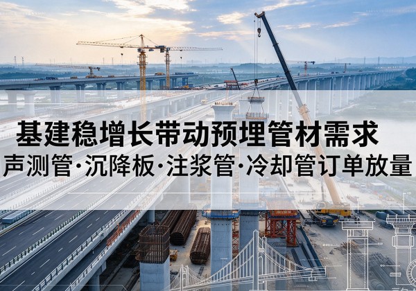 浮梁基建稳增长带动预埋监测管材需求，声测管、沉降板、注浆管订单持续放量